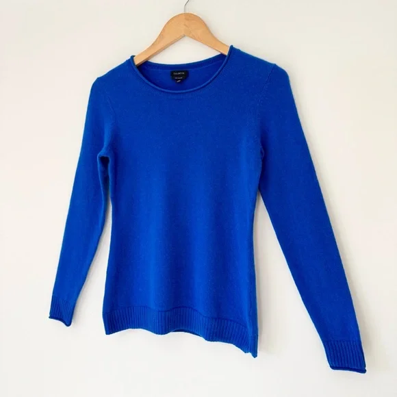 100% Cashmere Crewneck Sweater in Royal Blue by Talbots, Size XS, Like New - Picture 2 of 12